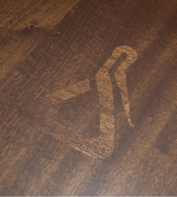 Spirit logo in woodwork