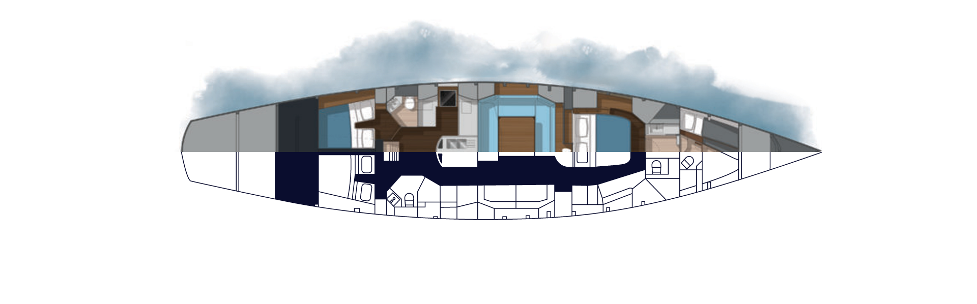 ©Anima II | Specification | Yacht Sketch lower Deck